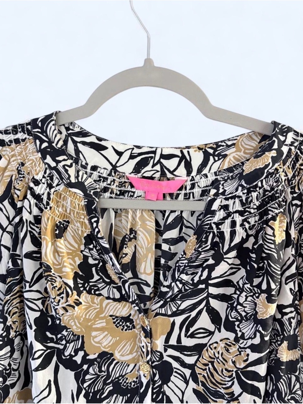 Lilly Pulitzer Silk Onyx Peony Party Blouse - Picture 3 of 7